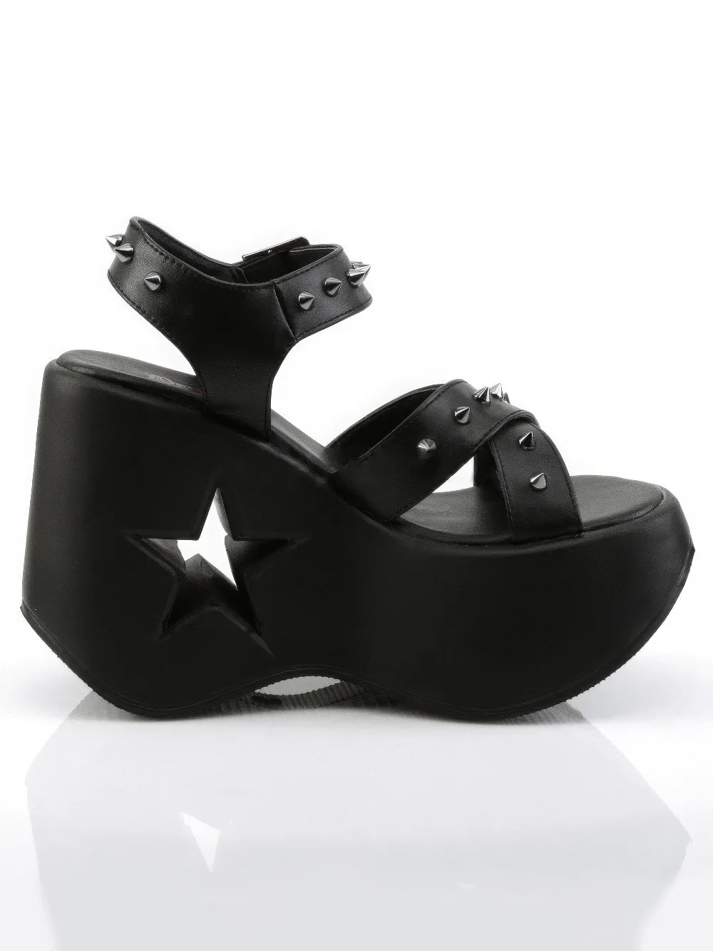 DEMONIA Star Cutout Platform Sandals with Spike Details