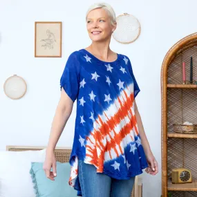 Diagonal Stars & Stripes Short Sleeve Tunic