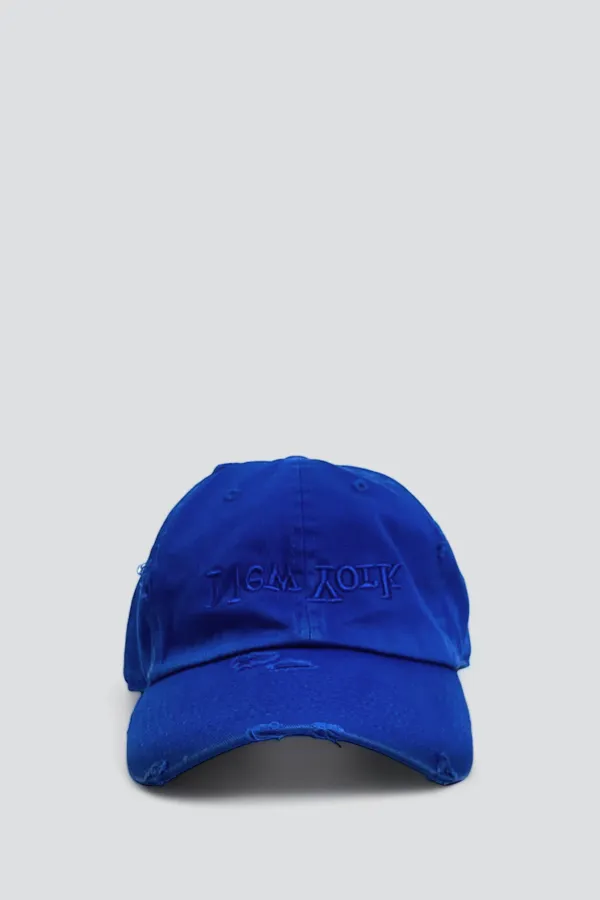 Distressed New York Embroidered Hat - Blue