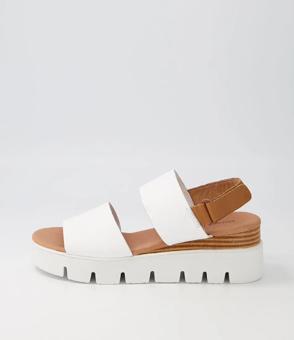 DJANGO & JULIETTE Runar White Dark Tan Leather Sandals