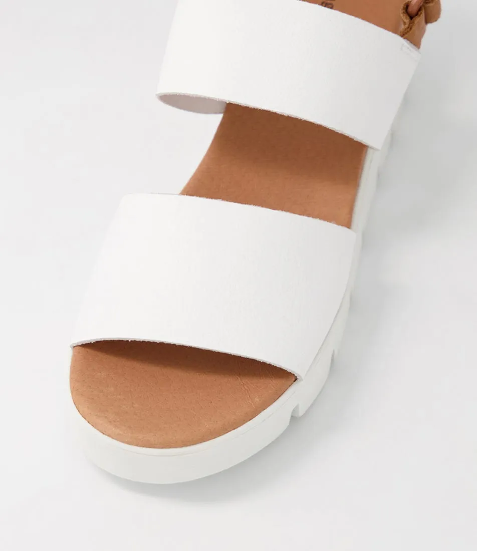 DJANGO & JULIETTE Runar White Dark Tan Leather Sandals