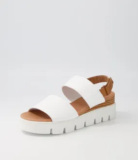 DJANGO & JULIETTE Runar White Dark Tan Leather Sandals