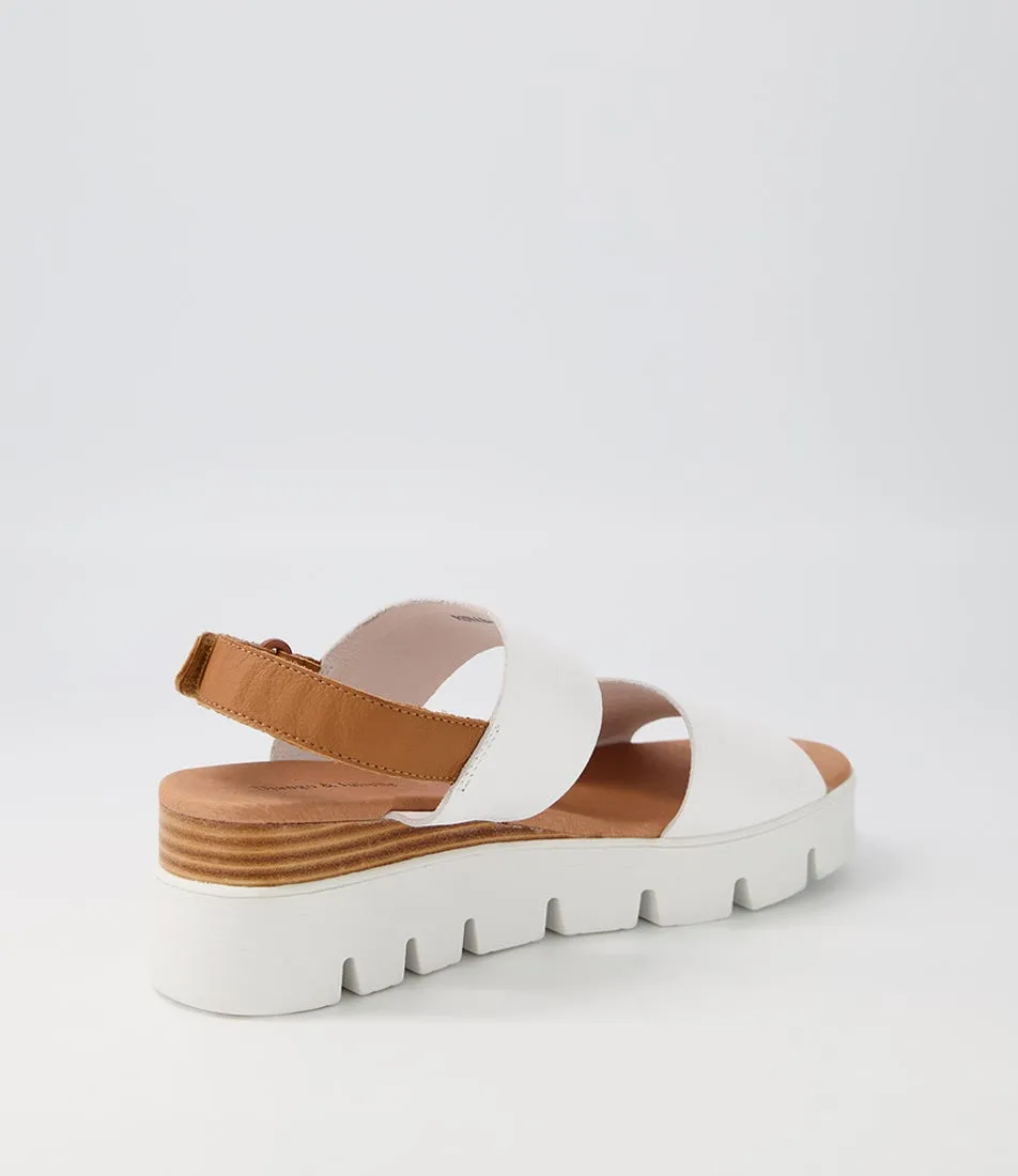 DJANGO & JULIETTE Runar White Dark Tan Leather Sandals