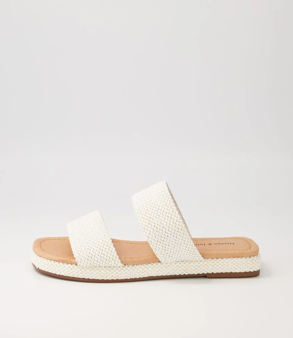 DJANGO & JULIETTE Samman White Woven Syn Raffia Sandals