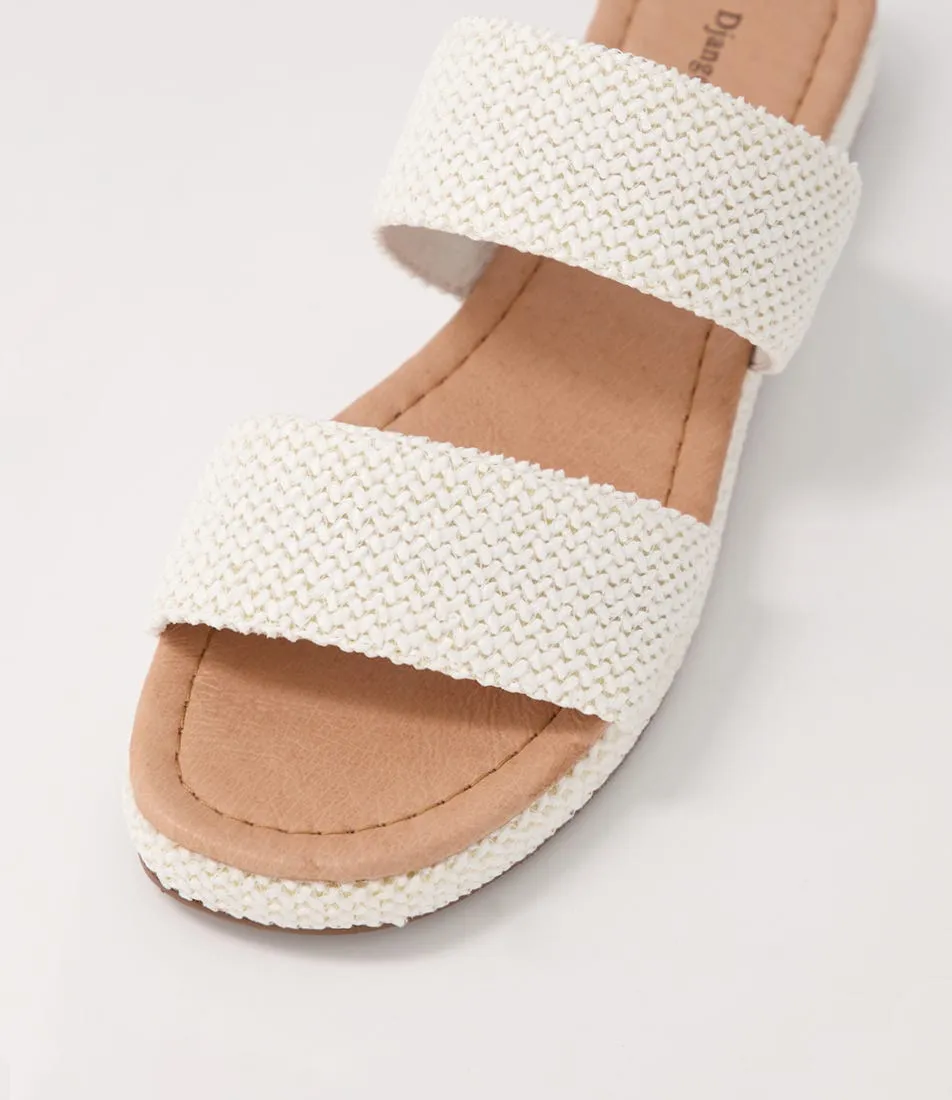 DJANGO & JULIETTE Samman White Woven Syn Raffia Sandals