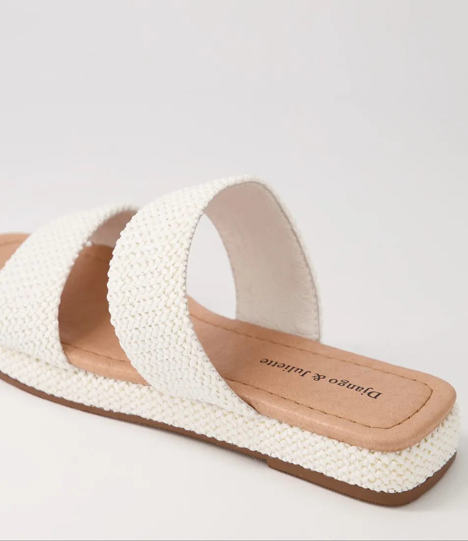 DJANGO & JULIETTE Samman White Woven Syn Raffia Sandals