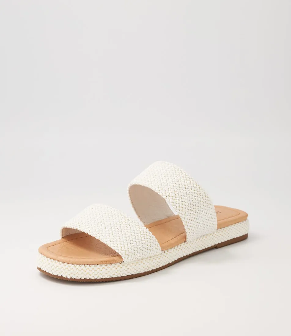 DJANGO & JULIETTE Samman White Woven Syn Raffia Sandals