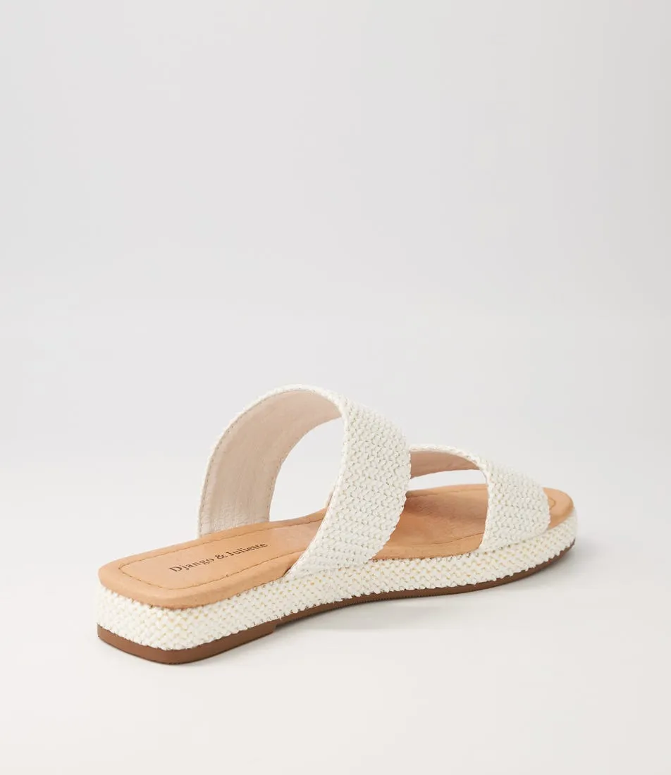 DJANGO & JULIETTE Samman White Woven Syn Raffia Sandals