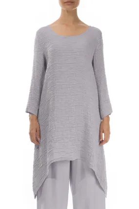 Dropped Edge Lilac Grey Crinkled Silk Tunic