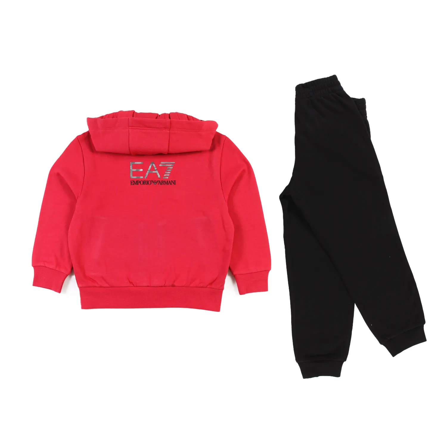 Ea7 Red And Black 2-Piece Hooded Tracksuit With Ea7 Logos