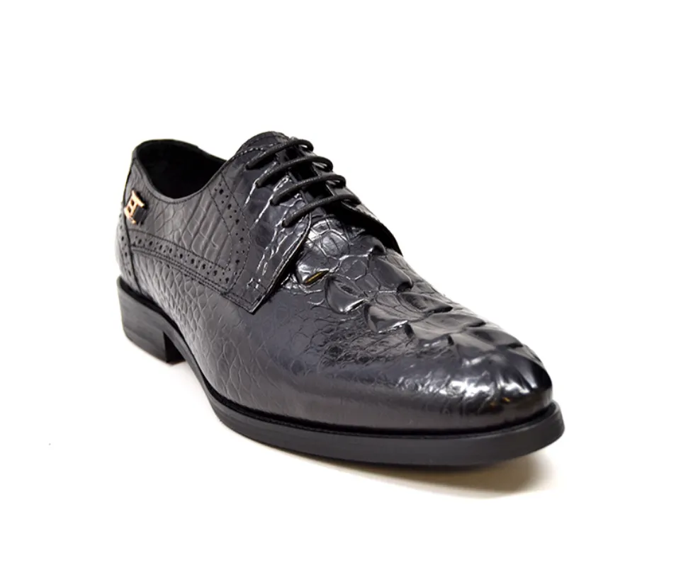 Elegance Black Croc Leather Dress Shoes - Stylish & Comfortable