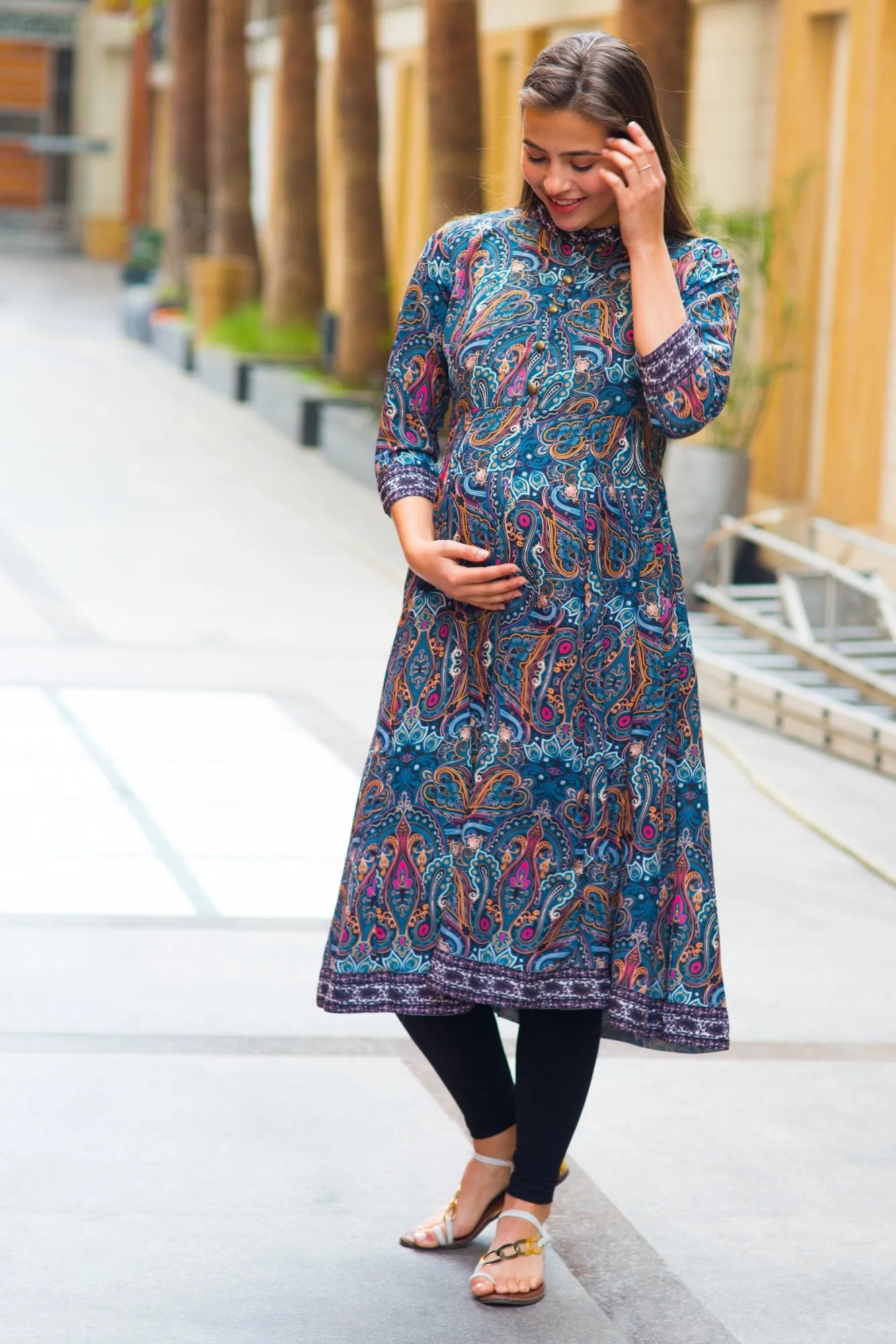 Elegant Paisley Maternity & Nursing Kurta