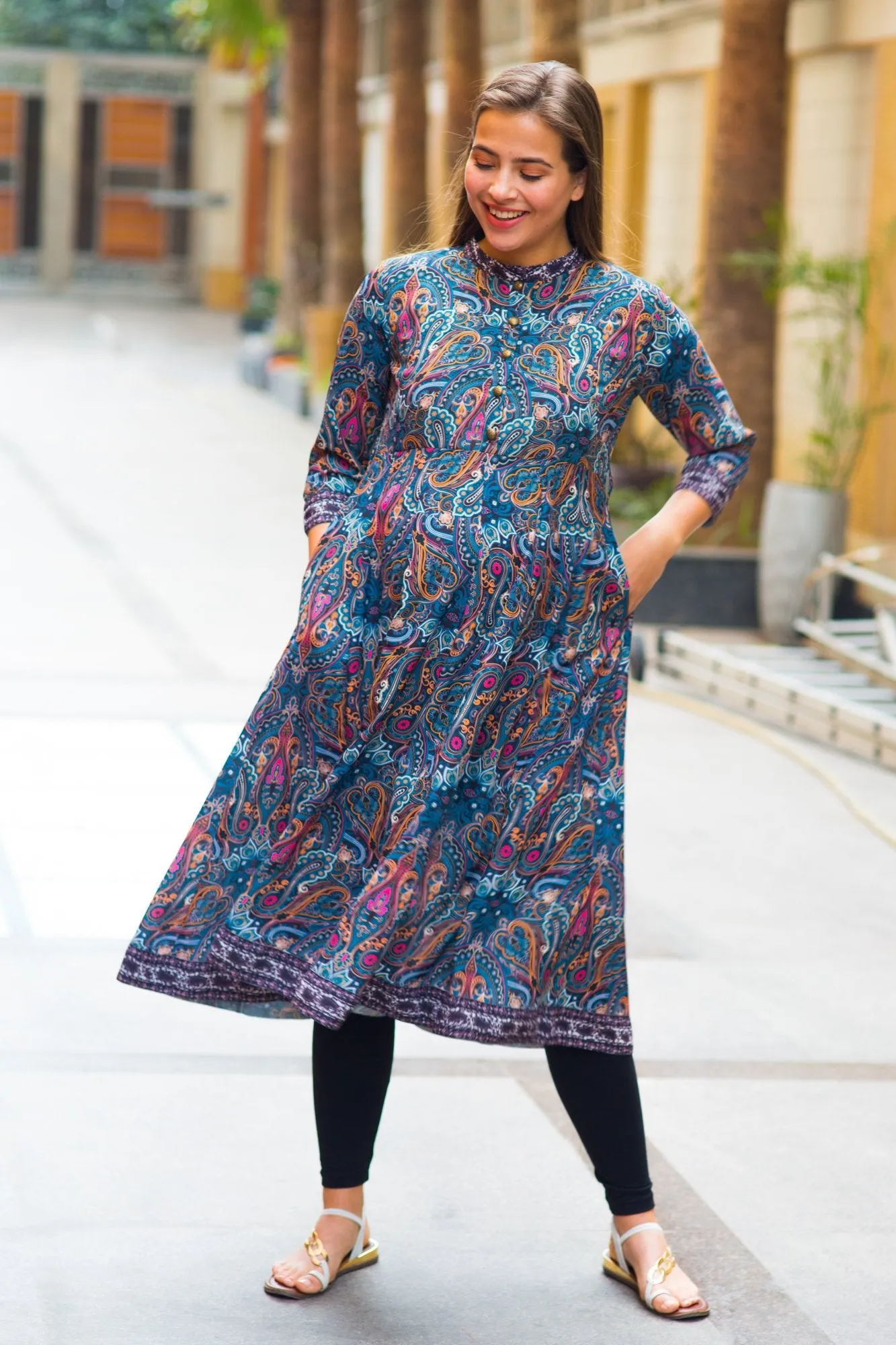 Elegant Paisley Maternity & Nursing Kurta