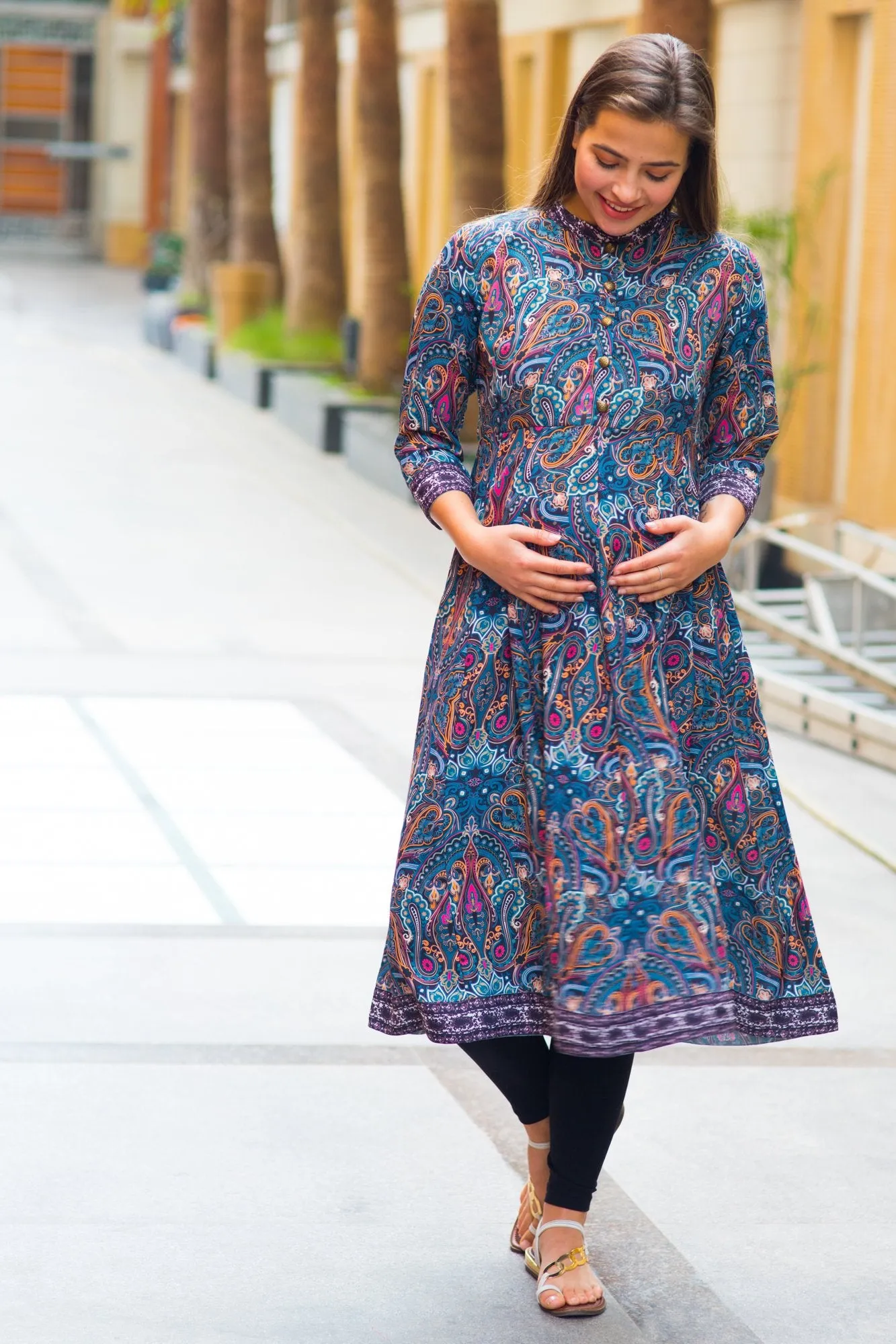 Elegant Paisley Maternity & Nursing Kurta