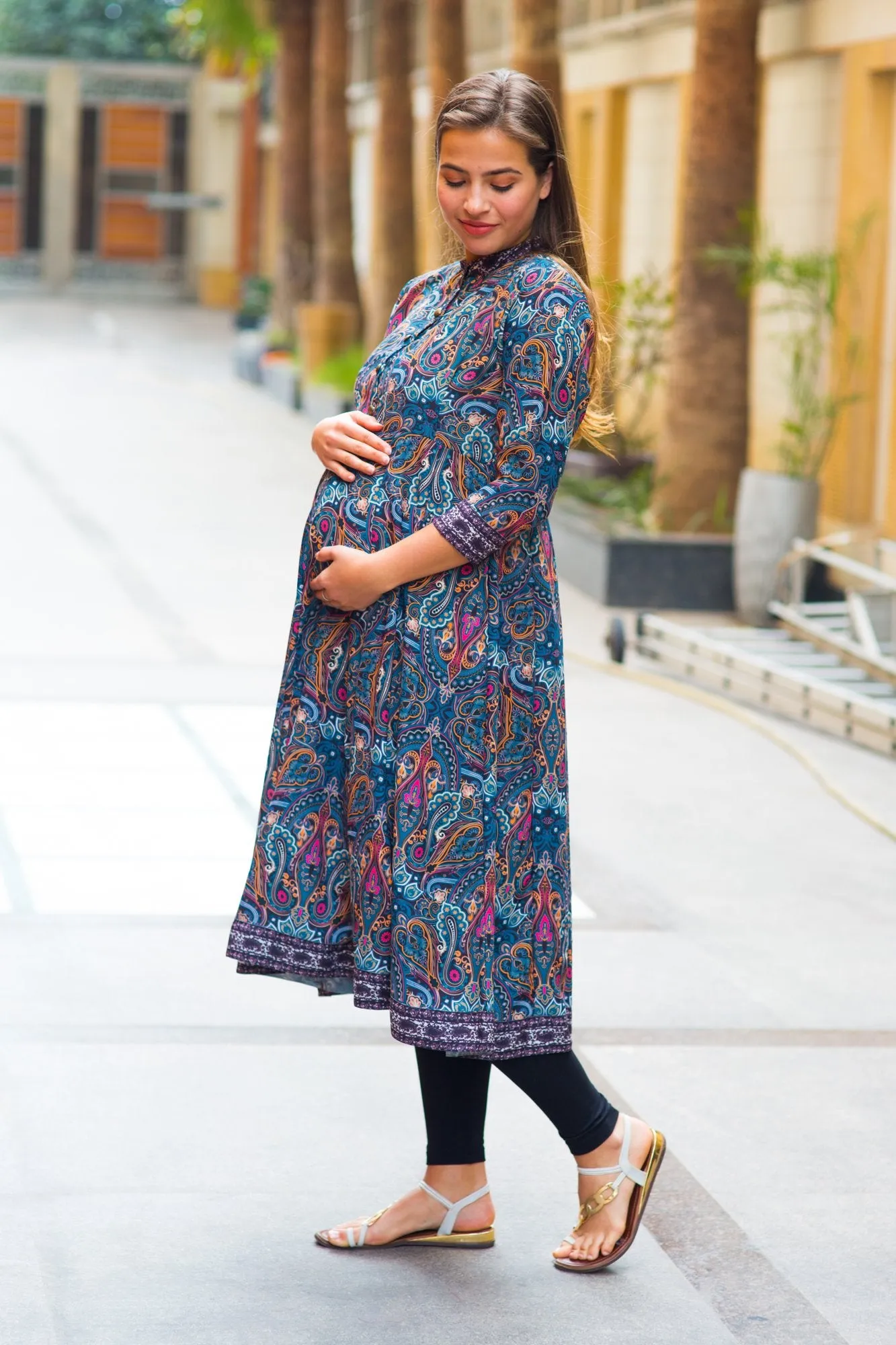 Elegant Paisley Maternity & Nursing Kurta