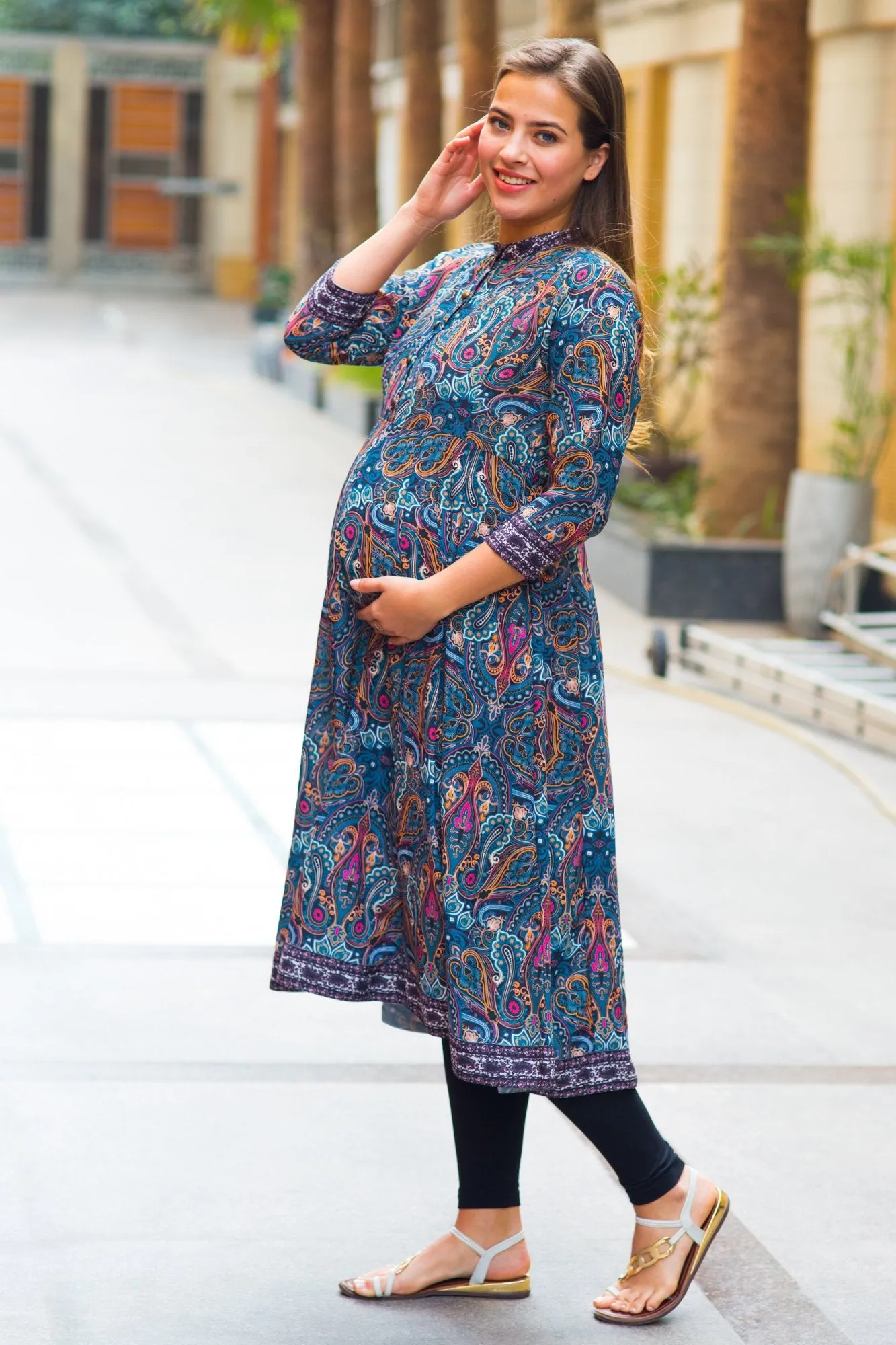 Elegant Paisley Maternity & Nursing Kurta