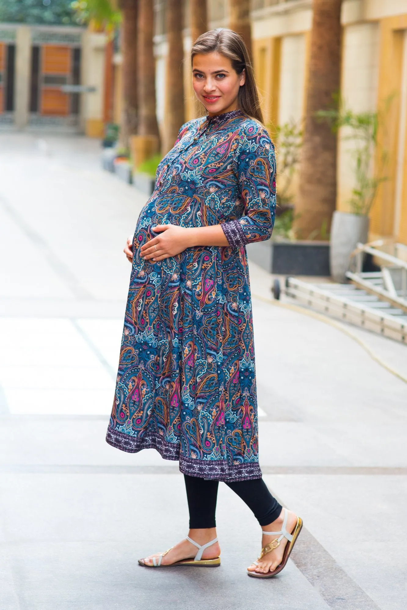 Elegant Paisley Maternity & Nursing Kurta