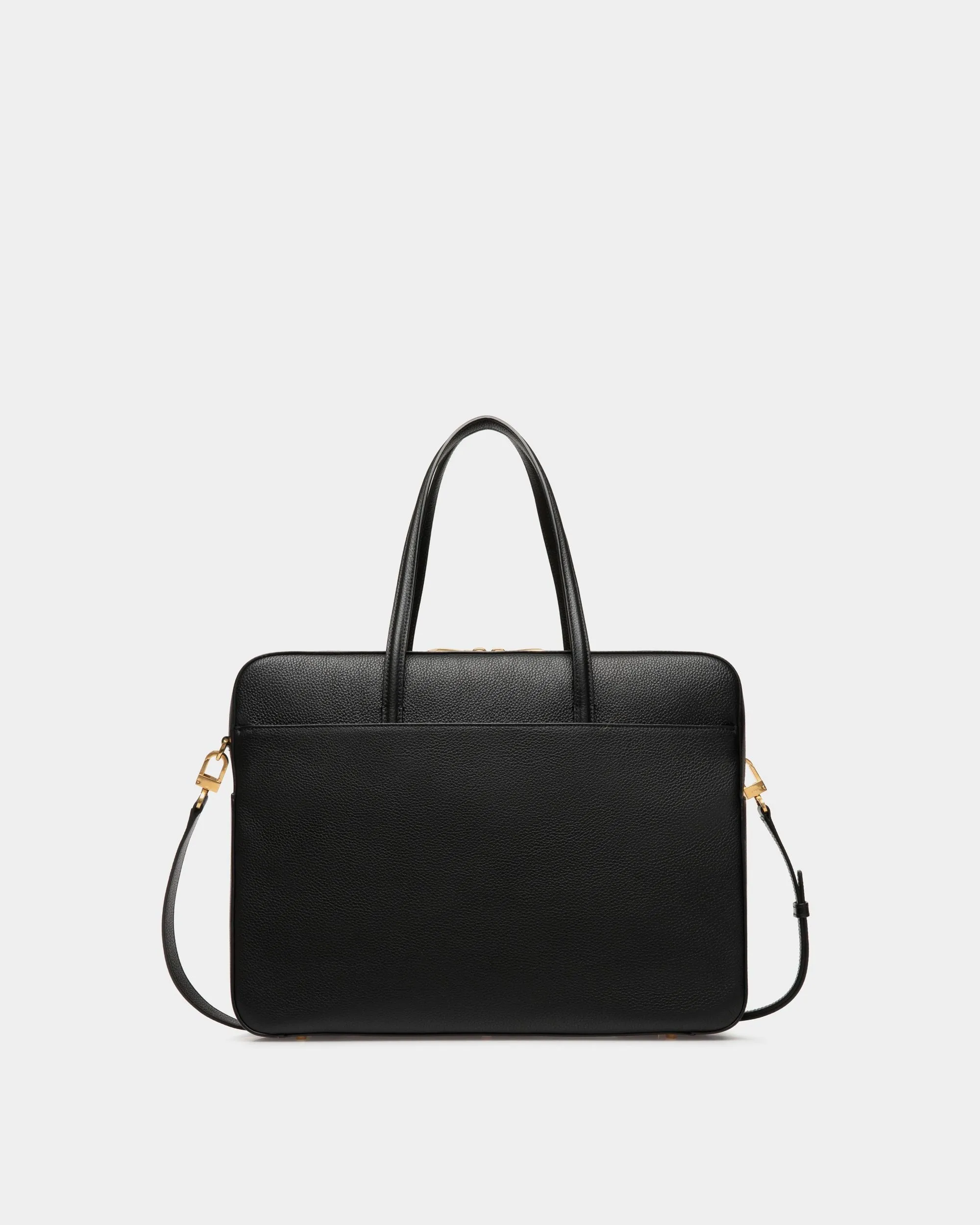 Emblem Business Bag in Black Grained Leather 