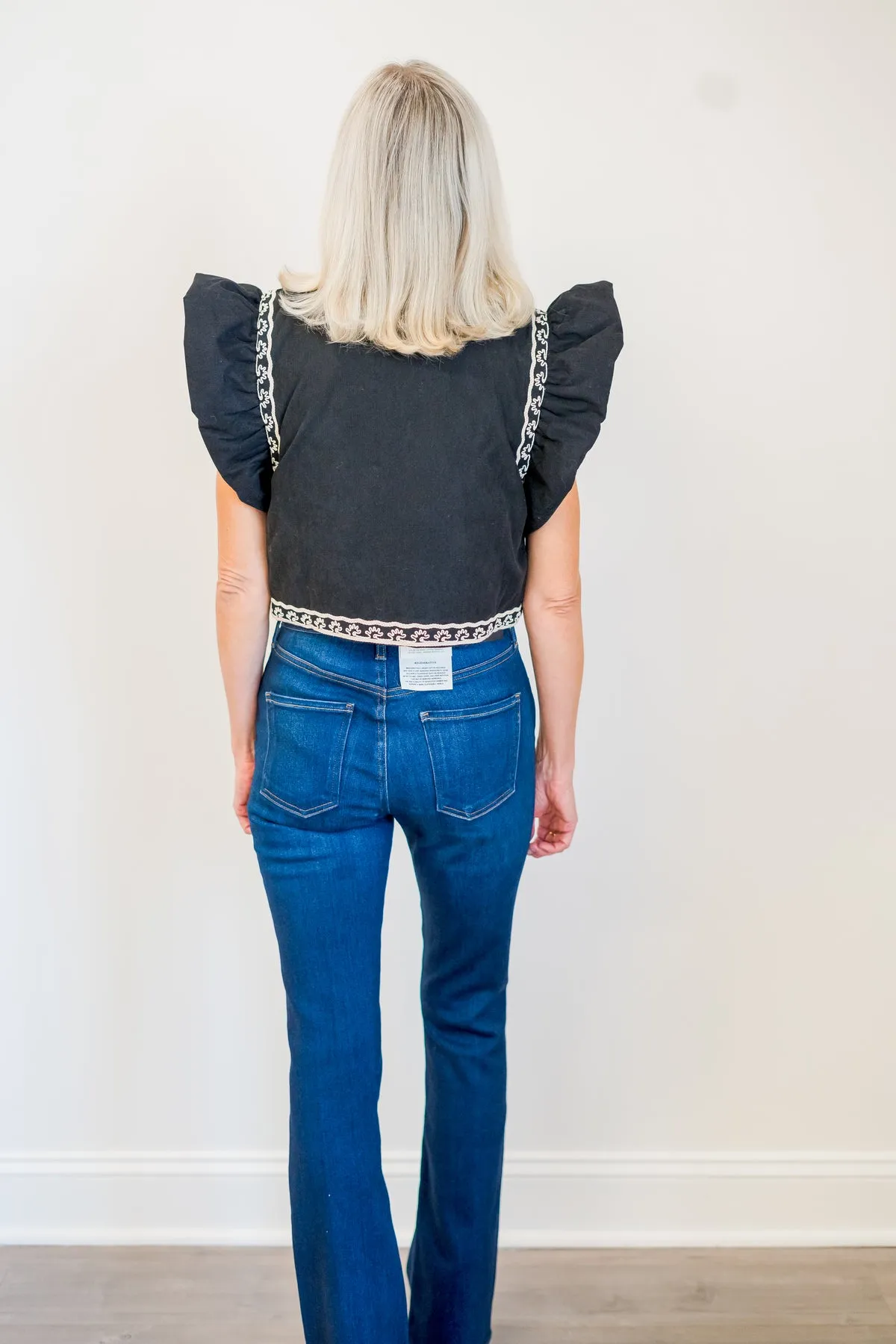 Embroidered Cropped Vest in Black