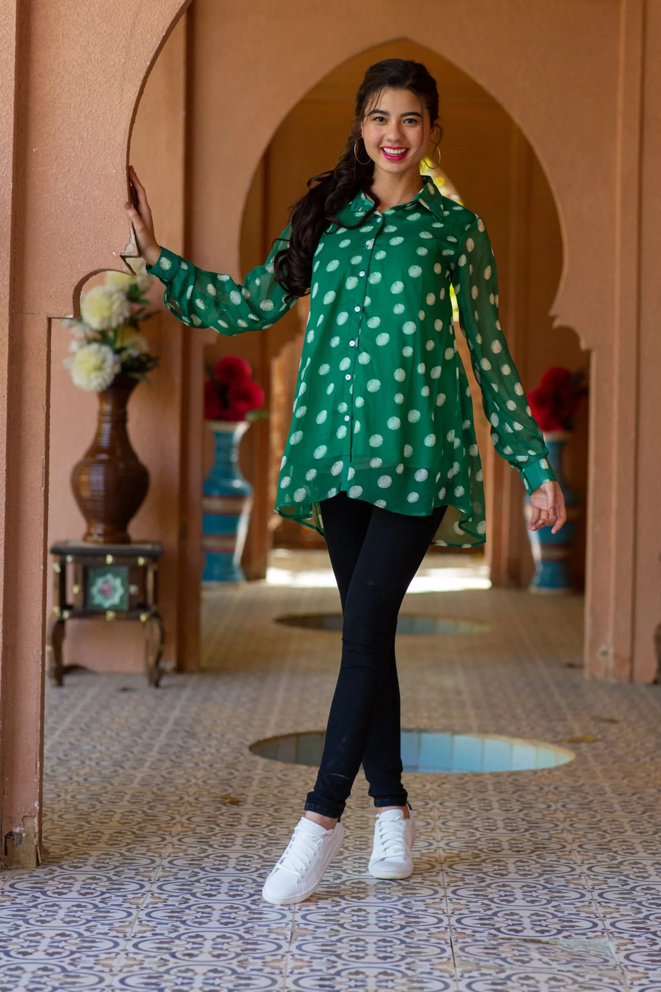 Emerald Maternity and Nursing Polka Shirt