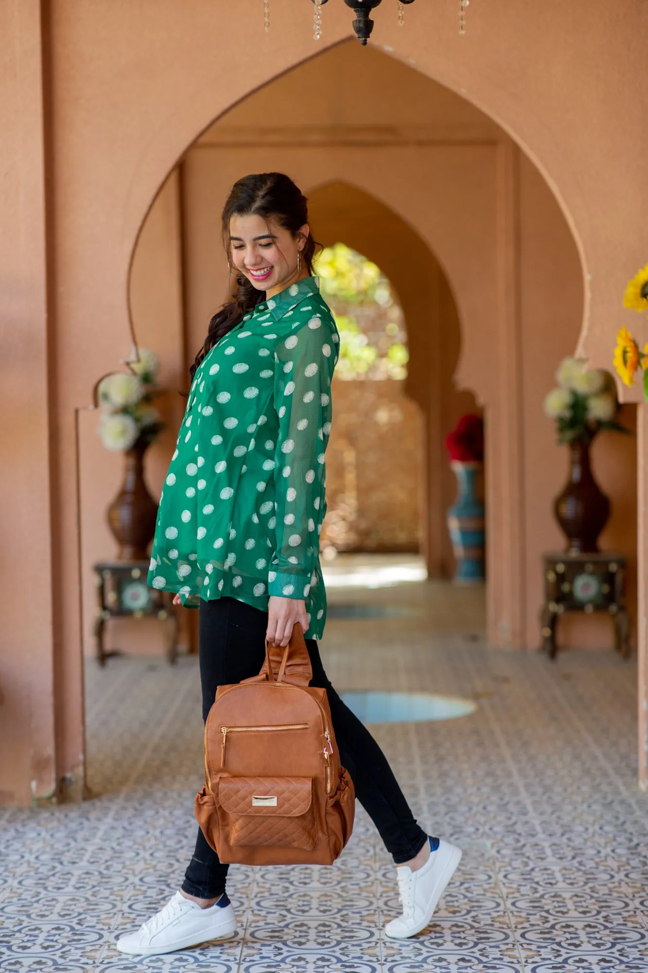 Emerald Maternity and Nursing Polka Shirt