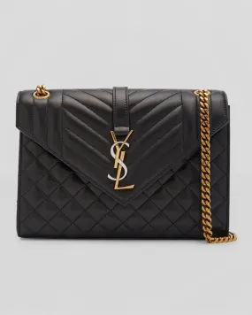 Envelope Triquilt Medium YSL Shoulder Bag in Smooth Quilted Leather