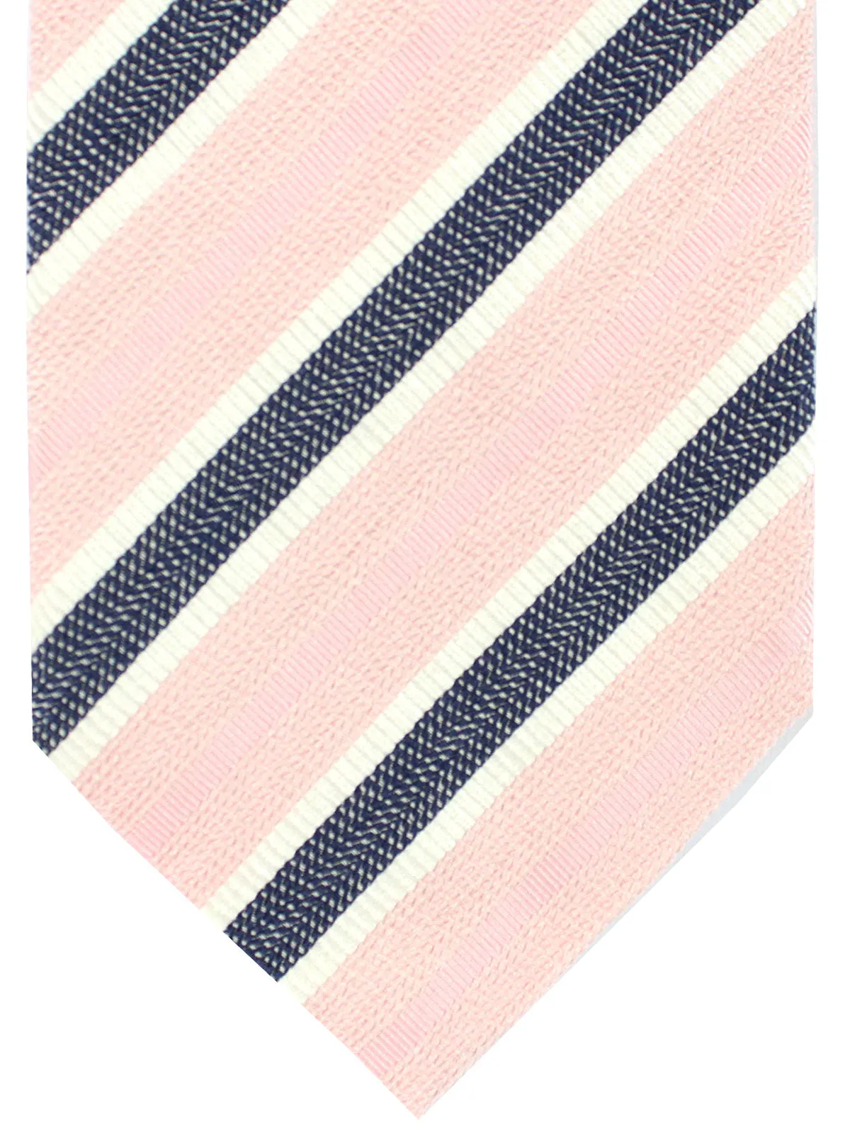 Ermenegildo Zegna Necktie Dark Blue Pink White Stripes SALE