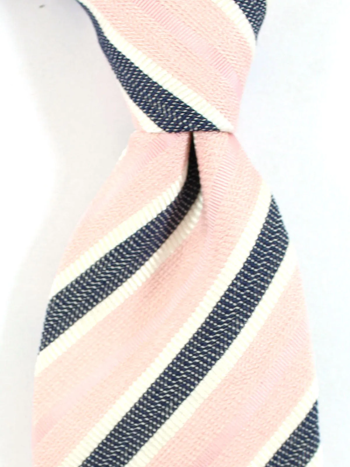 Ermenegildo Zegna Necktie Dark Blue Pink White Stripes SALE