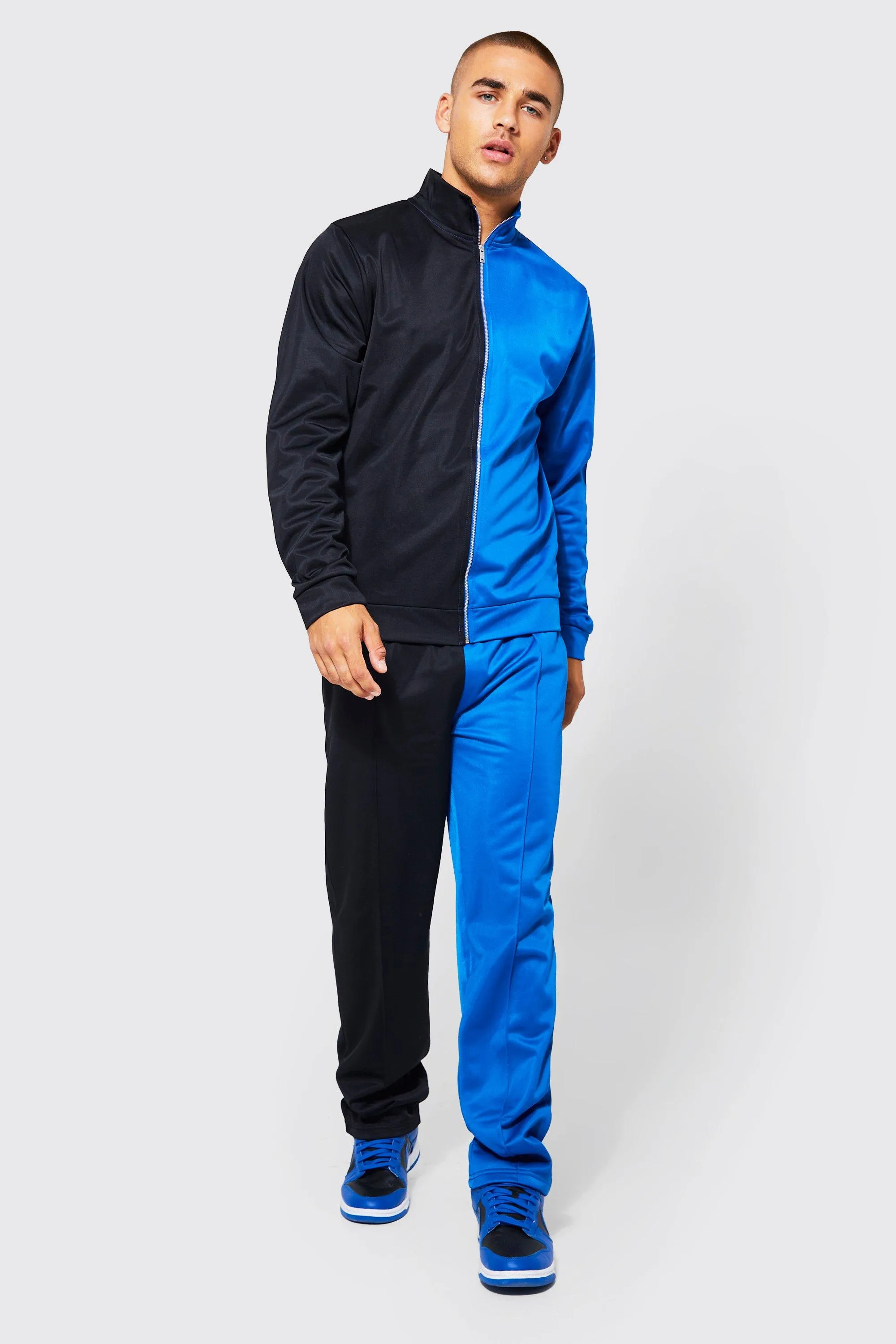 Extended Funnel Neck Tricot Spliced Tracksuit