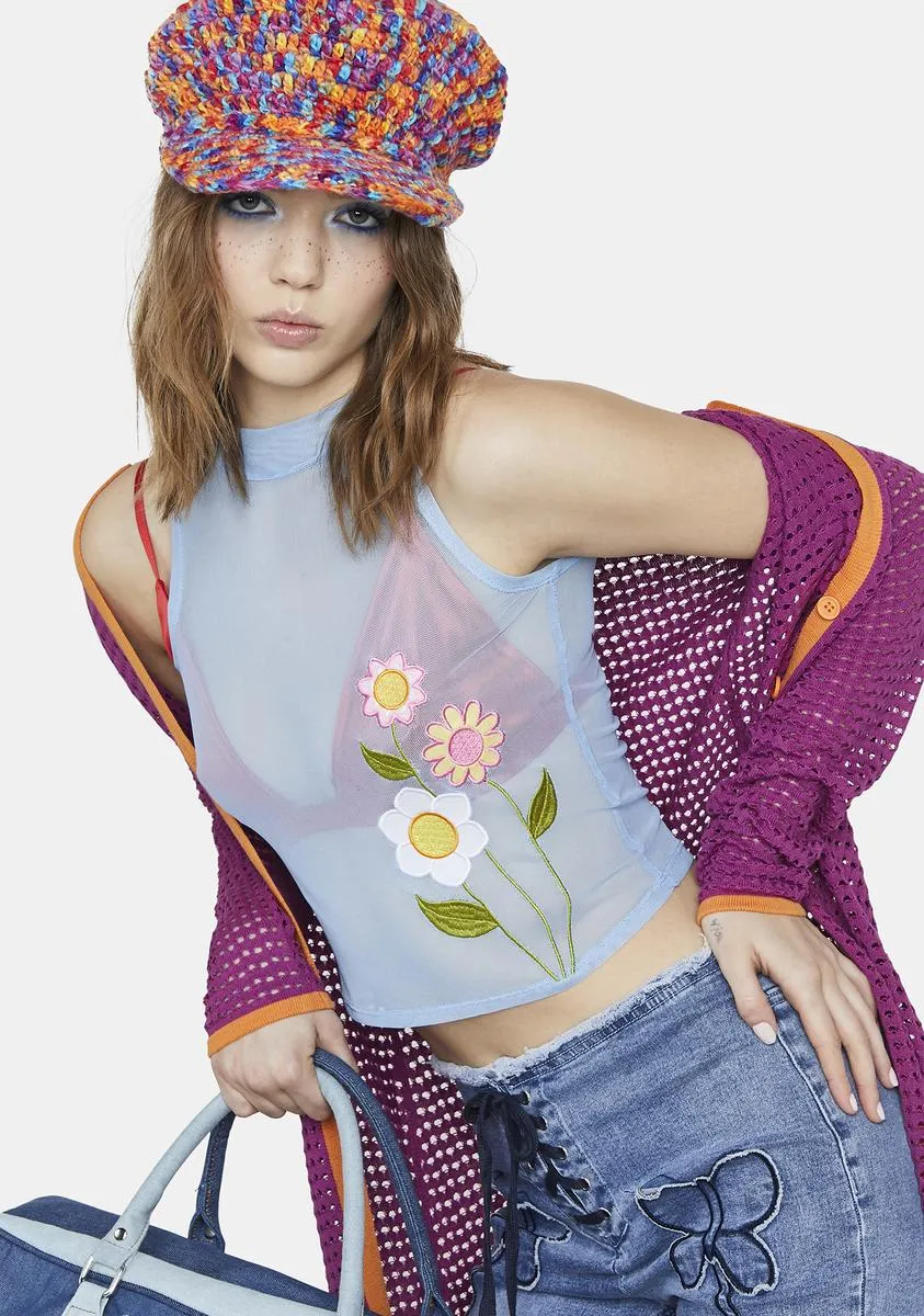 Fateful Bloom Mesh Tank Top-