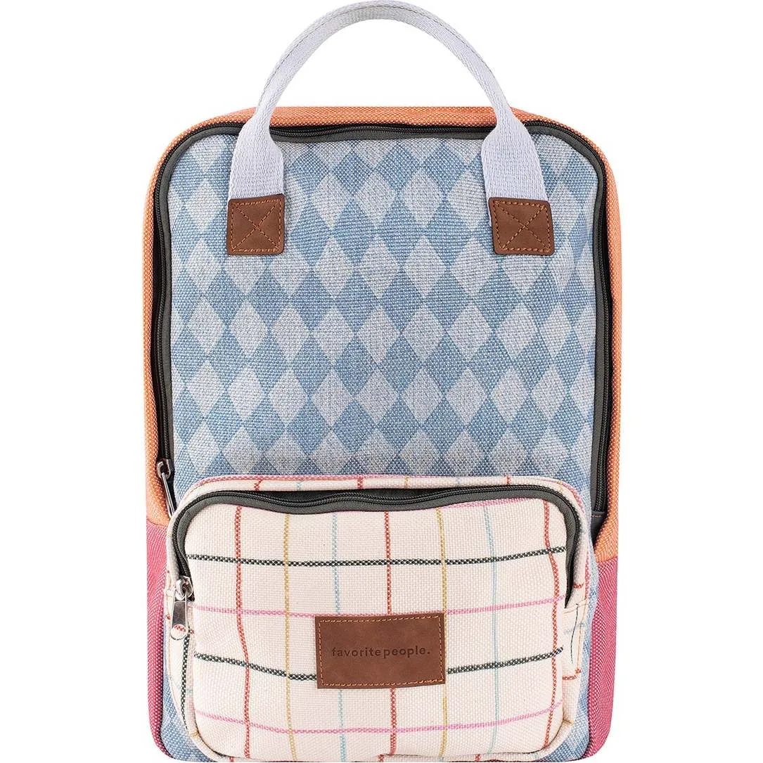 favorite people Kids Adjustable Strap Front Zipper Backpack, Pink & Multicolors