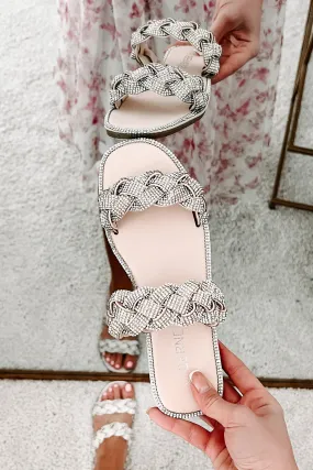 Finding Fame Rhinestone Sandals (Beige)