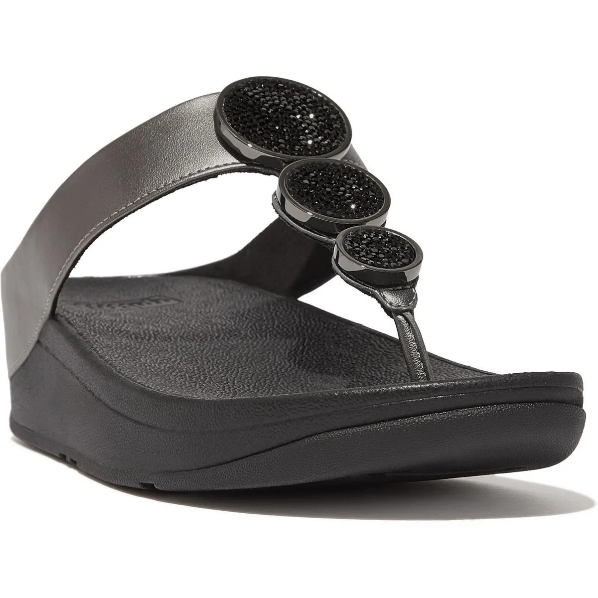 Fitflop Halo Toe Post Sandals Pewter Black