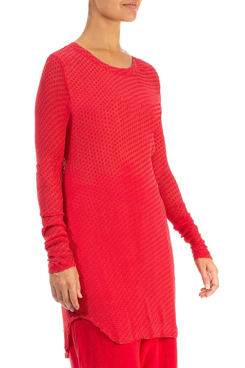 Fitted Red Dotty Silk Tunic