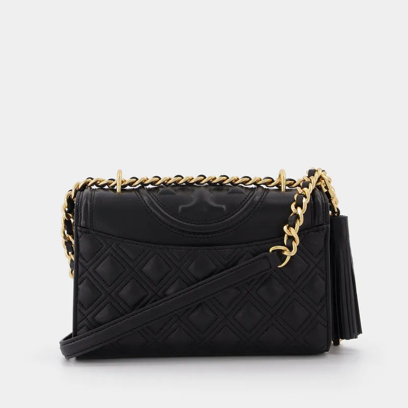 Fleming Small Hobo Bag - Tory Burch -  Black - Leather