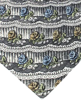 Fornasetti Silk Tie Navy Tanti Auguri Design - Wide Necktie