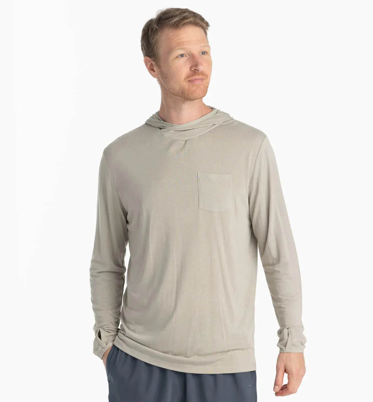 Free Fly Men's Bamboo Lightweight Hoodie in Sandstone