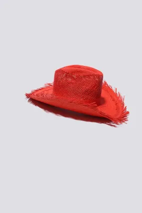 Fringe Tomato Western Hat - Red