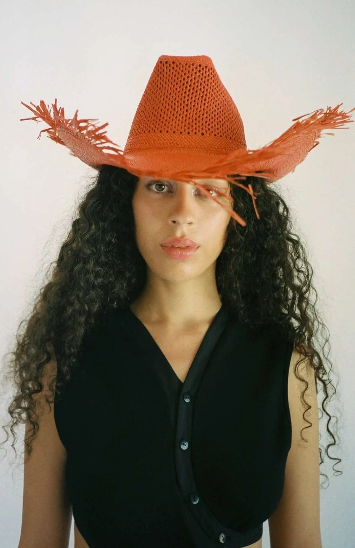 Fringe Tomato Western Hat - Red