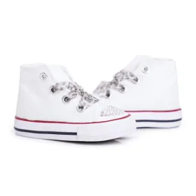 FRROCK Children's Sneakers High White Rhinestones Smile