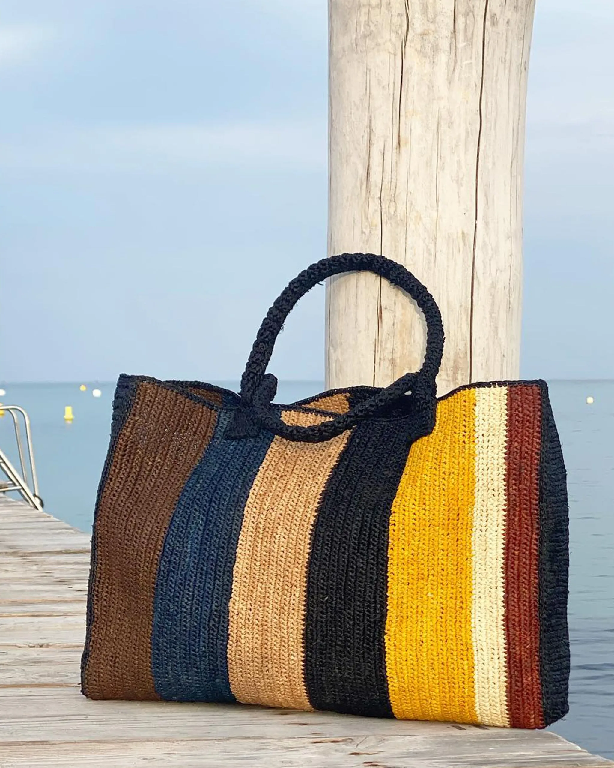 GABRIELE FRANTZEN Striped Raffia Bag