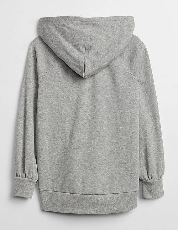 GAP Girls Grey Logo Slouchy Hoodie Sweatshirt