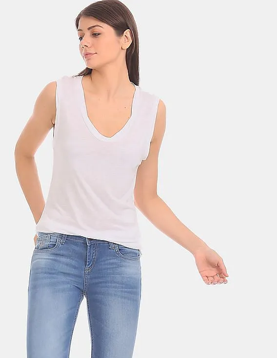 GAP Women White Twist Tank