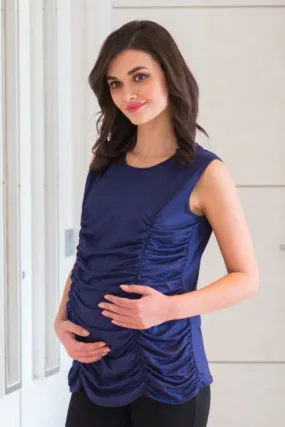 Gathered Deep Blue Maternity Tank Top