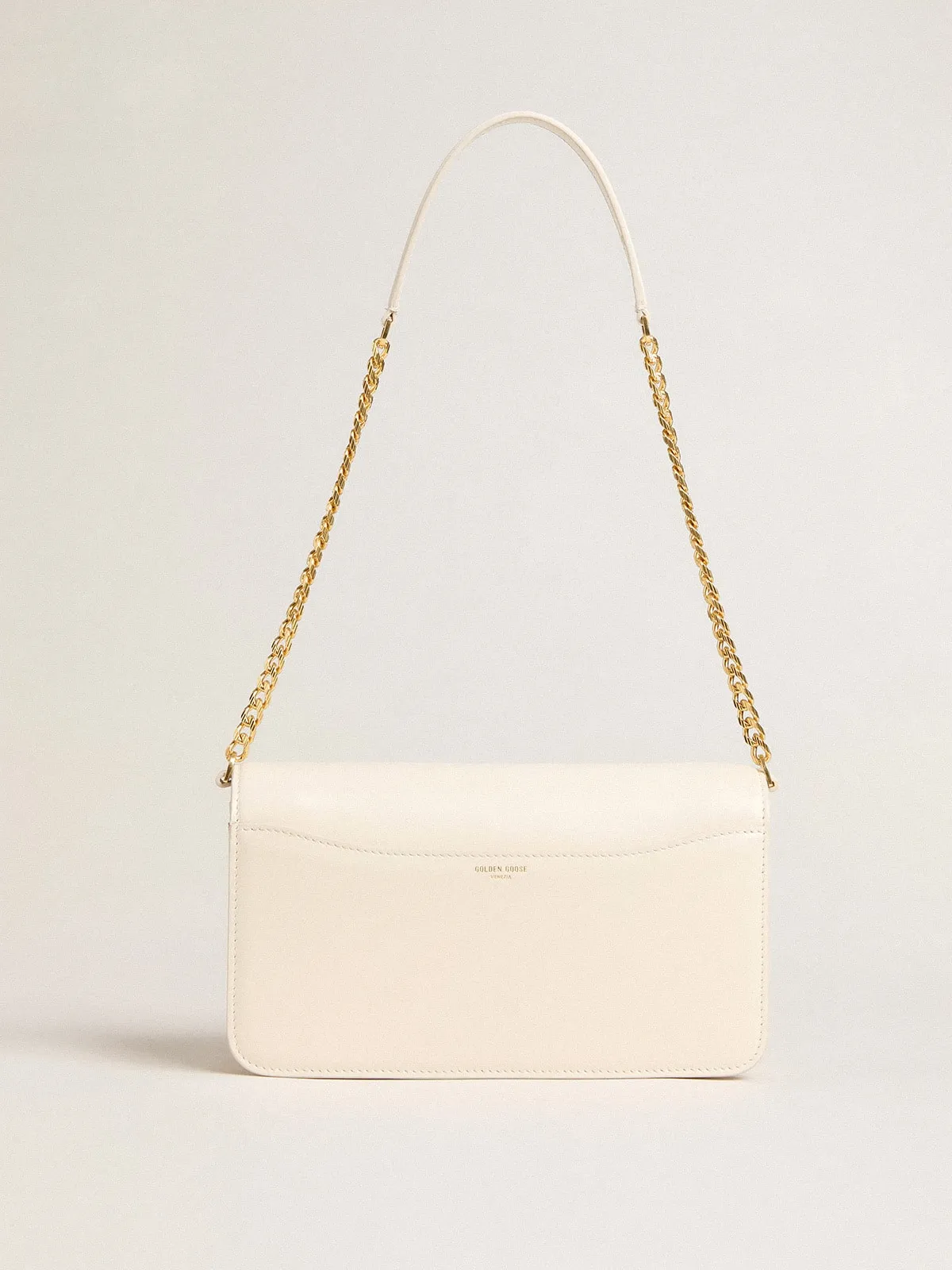 Gioia Bag in butter-colored boarded leather with gold details