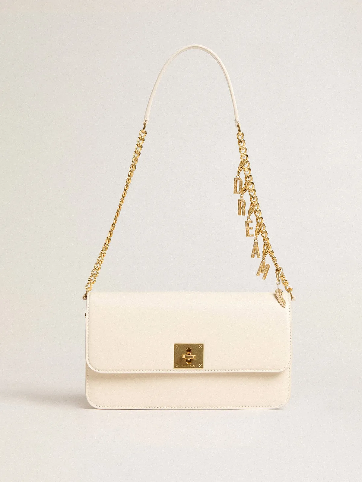 Gioia Bag in butter-colored boarded leather with gold details