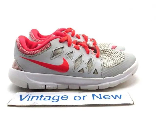 Girls nike free 5.0 pure platinum crimson white running 644449-002 ps sz 2y