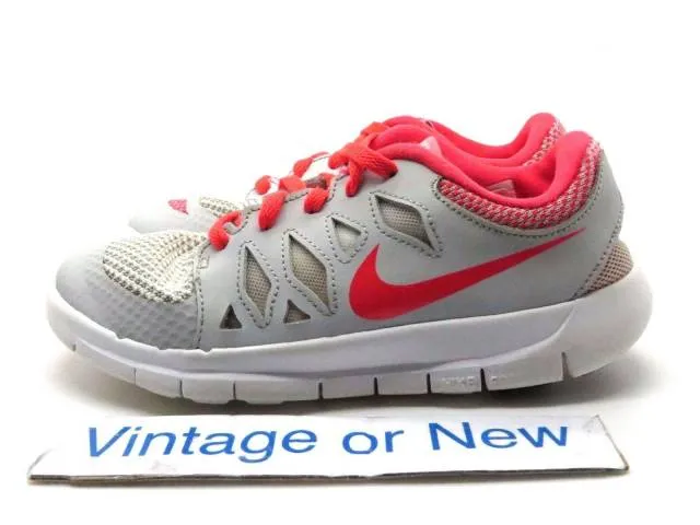 Girls nike free 5.0 pure platinum crimson white running 644449-002 ps sz 2y