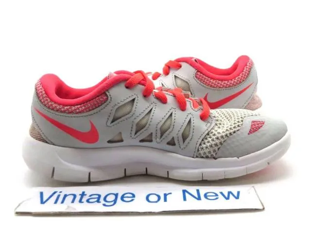 Girls nike free 5.0 pure platinum crimson white running 644449-002 ps sz 2y