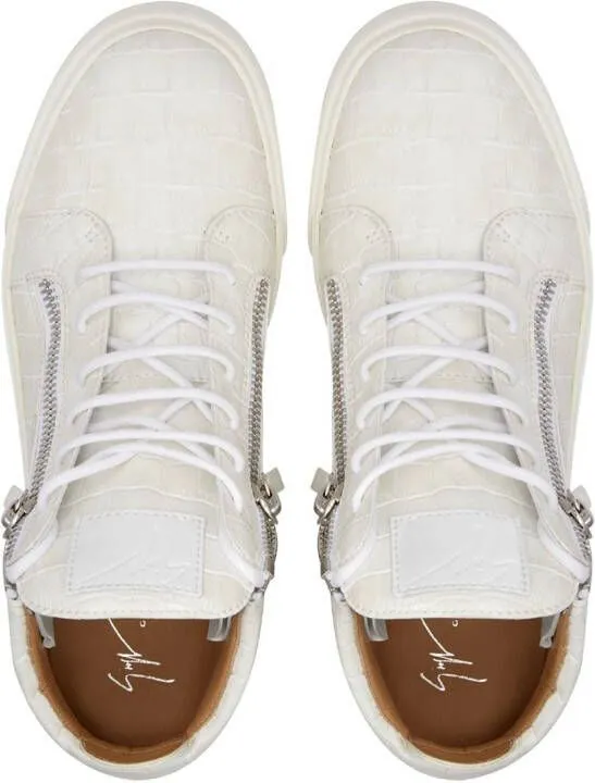 Giuseppe Zanotti Kriss crocodile effect mid-top sneakers White